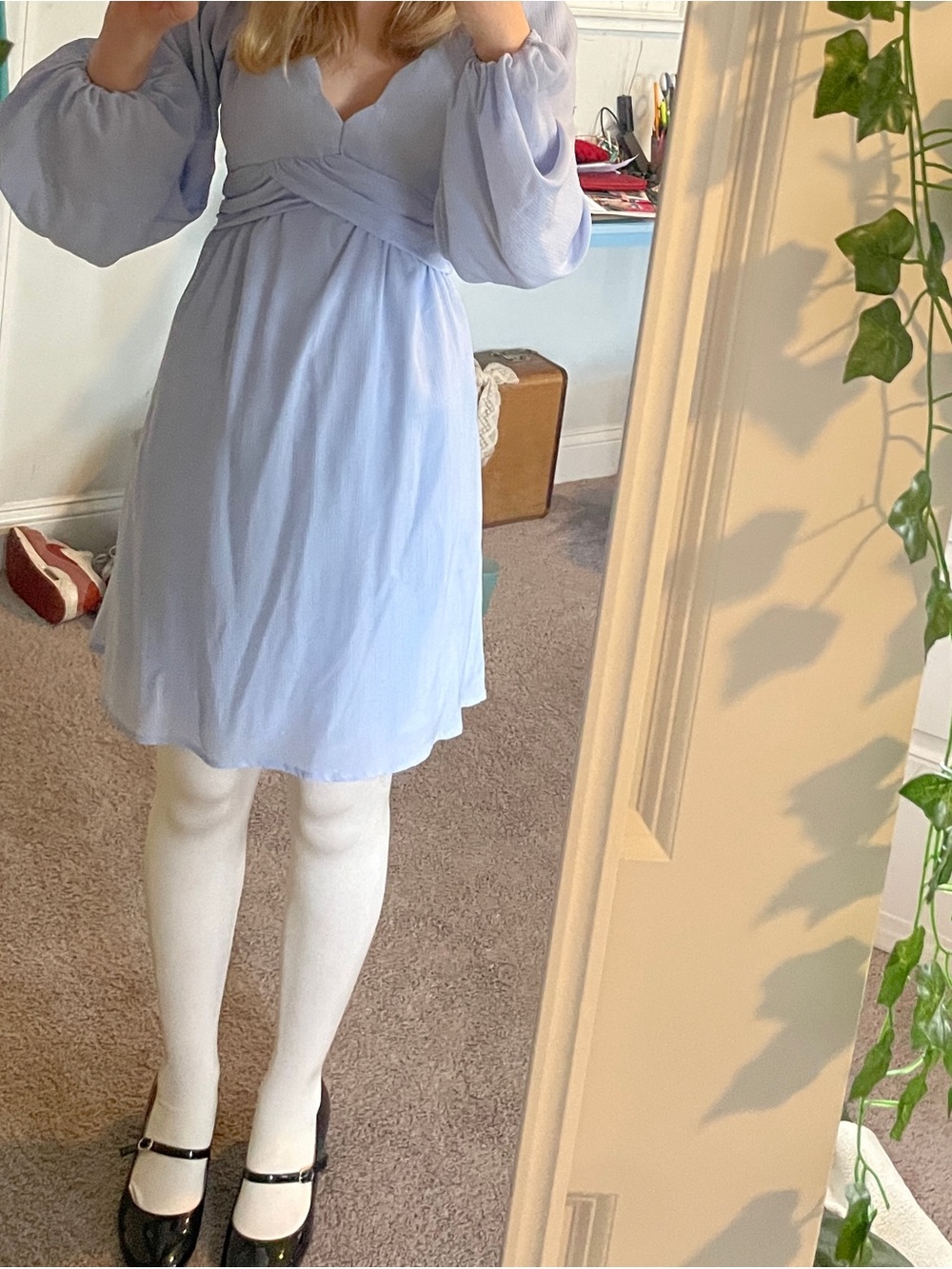 Vestique Purple Flowy Long Sleeve Mini Dress!